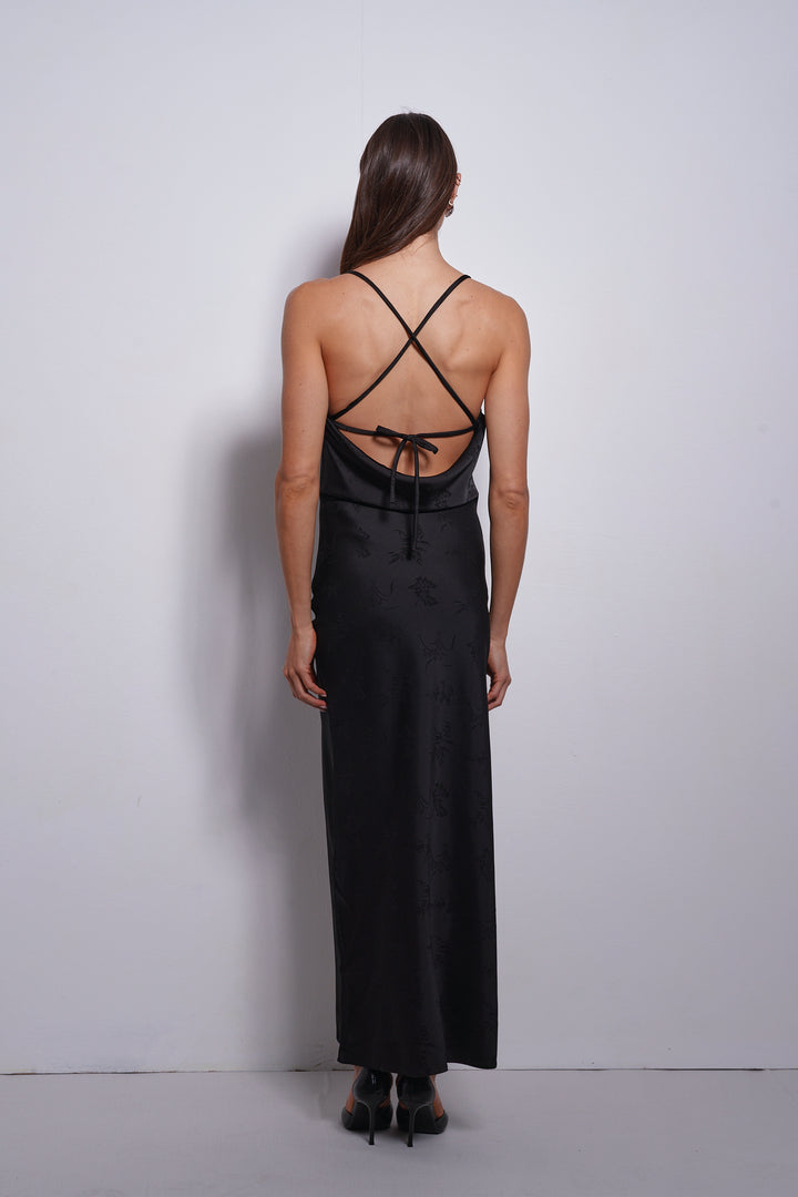 Annabel slip dress | Black Jacquard