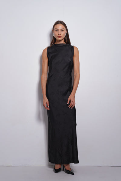 Rosin Jacquard evening dress | Black