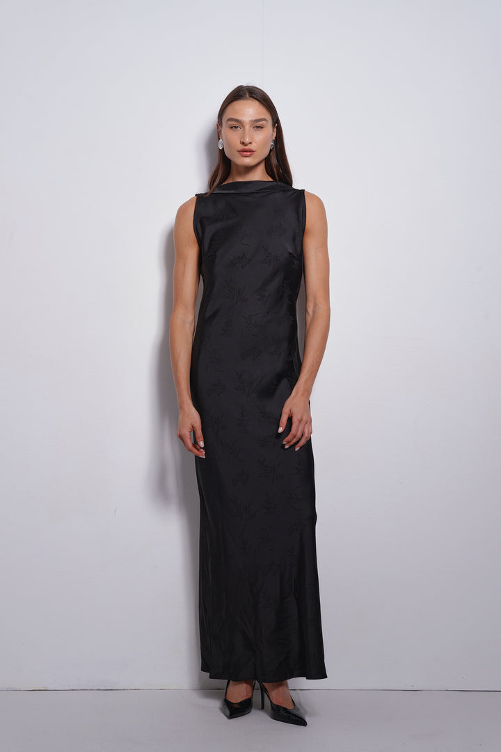 Rosin Jacquard evening dress | Black