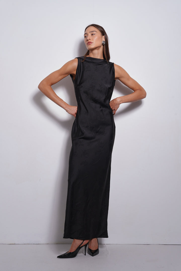 Rosin Jacquard evening dress | Black