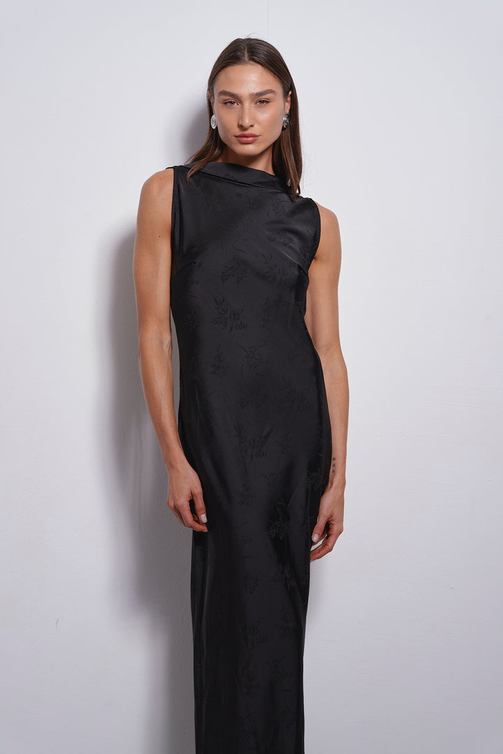 Rosin Jacquard evening dress | Black