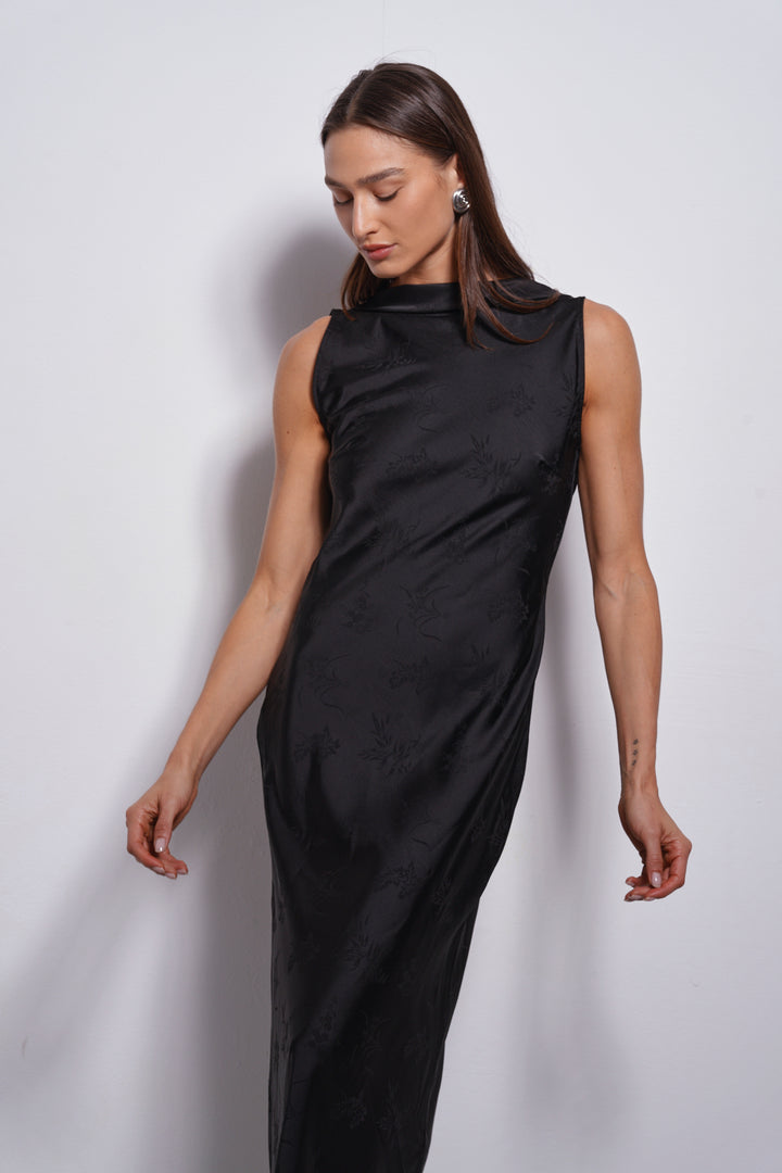 Rosin Jacquard evening dress | Black