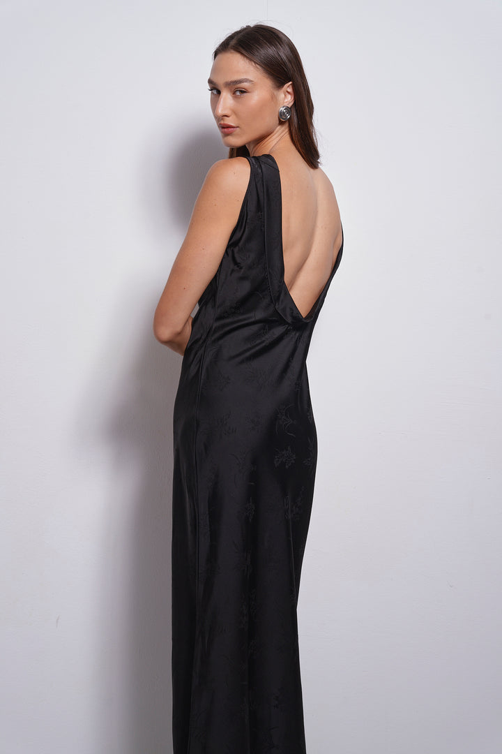Rosin Jacquard evening dress | Black