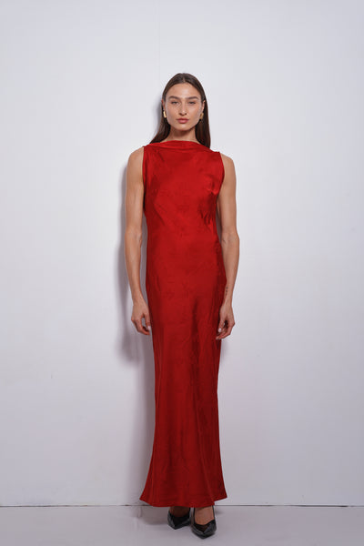 Rosin Jacquard evening dress | Red