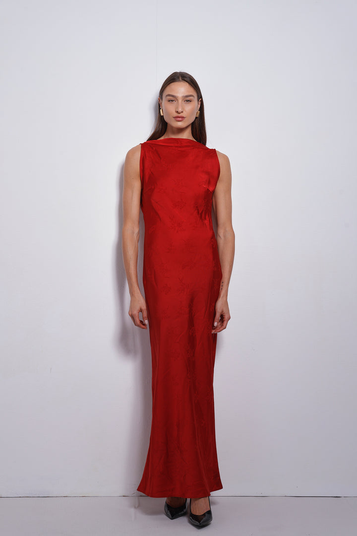 Rosin Jacquard evening dress | Red