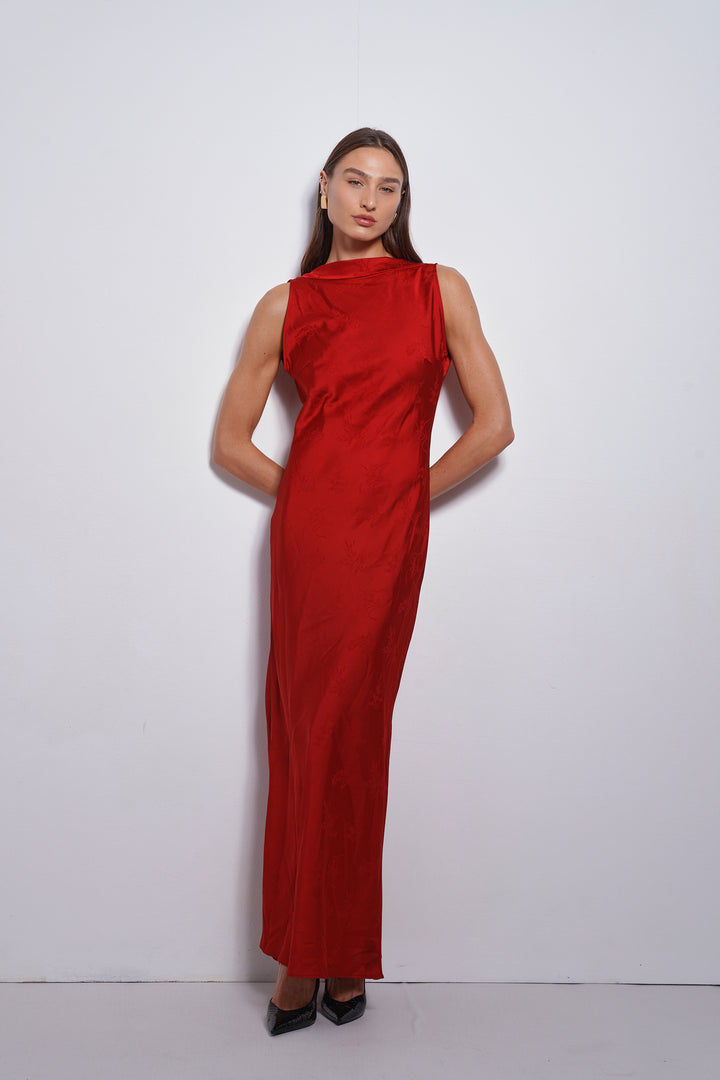 Rosin Jacquard evening dress | Red