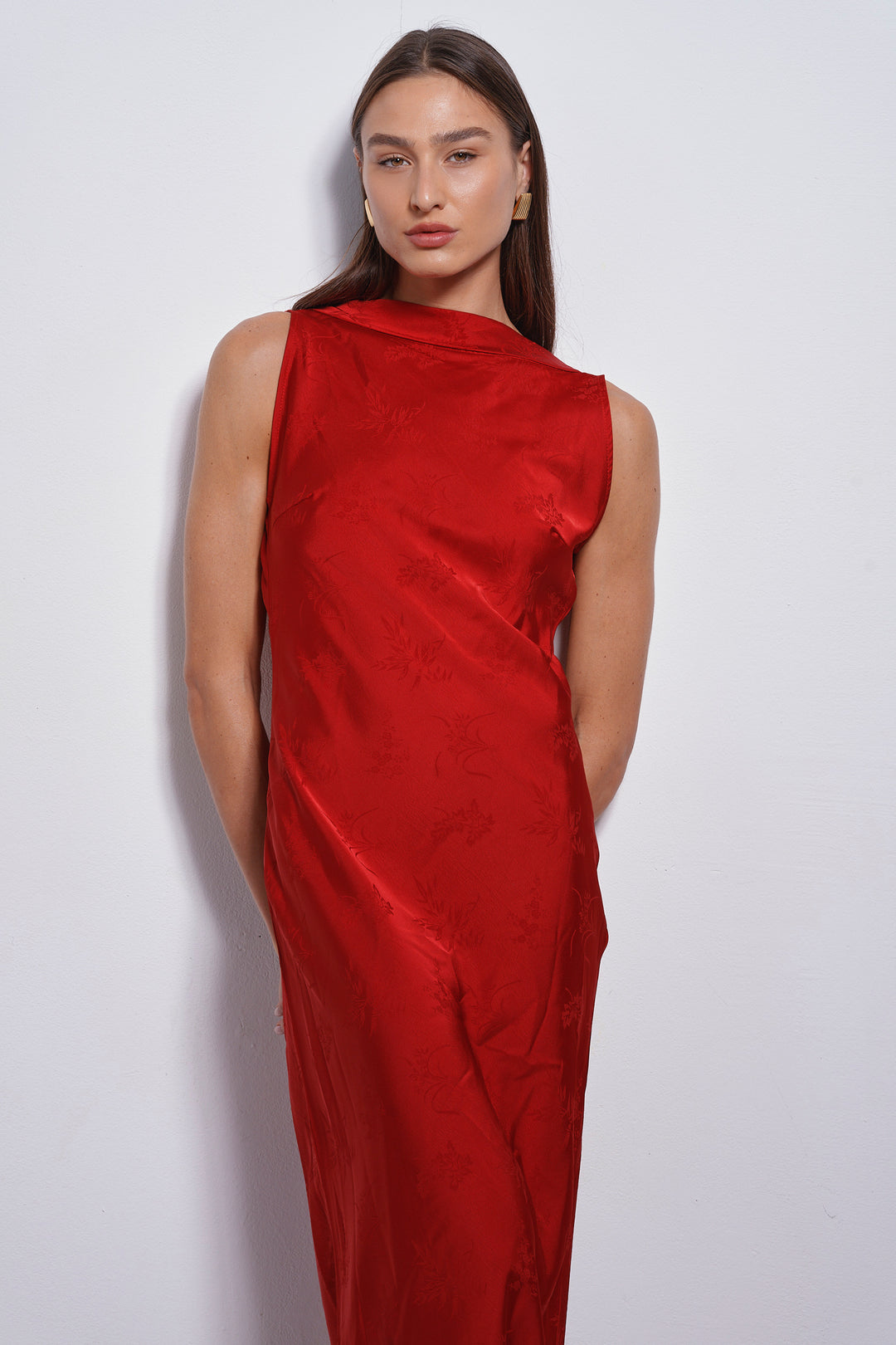 Rosin Jacquard evening dress | Red
