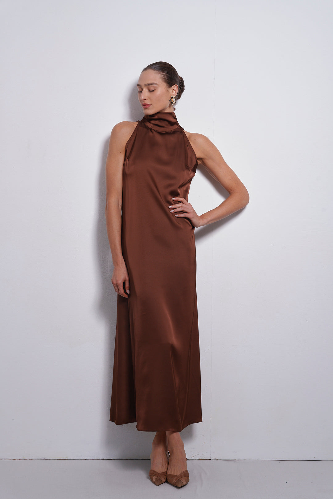 Vanessa collar dress | Chocolate Brown