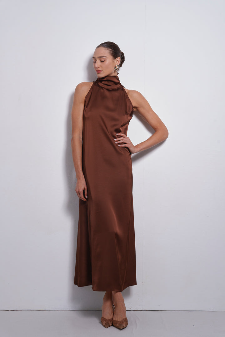 Vanessa collar dress | Chocolate Brown