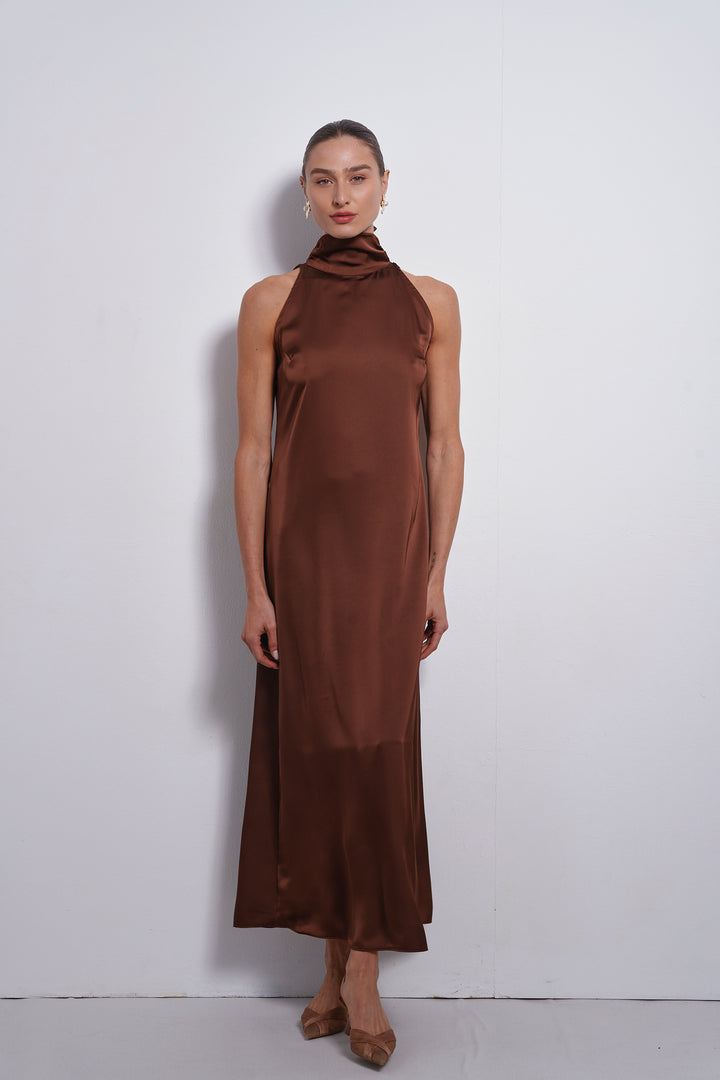 Vanessa collar dress | Chocolate Brown