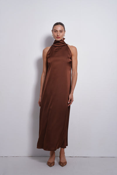 Vanessa collar dress | Chocolate Brown