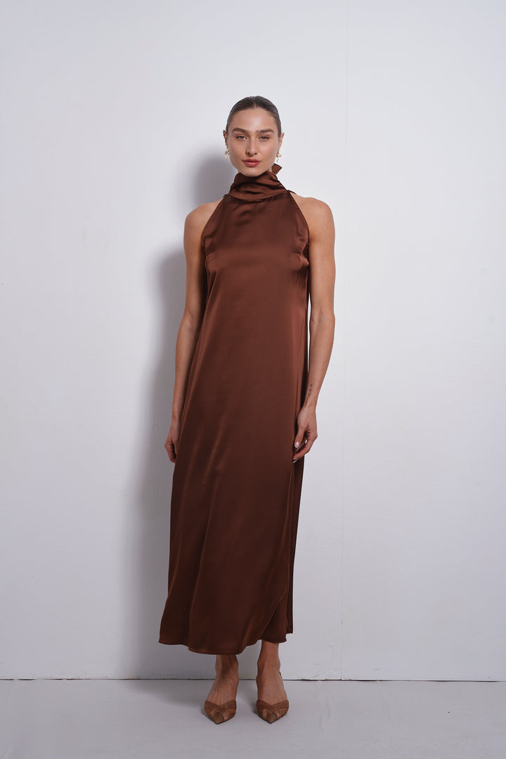 Vanessa collar dress | Chocolate Brown