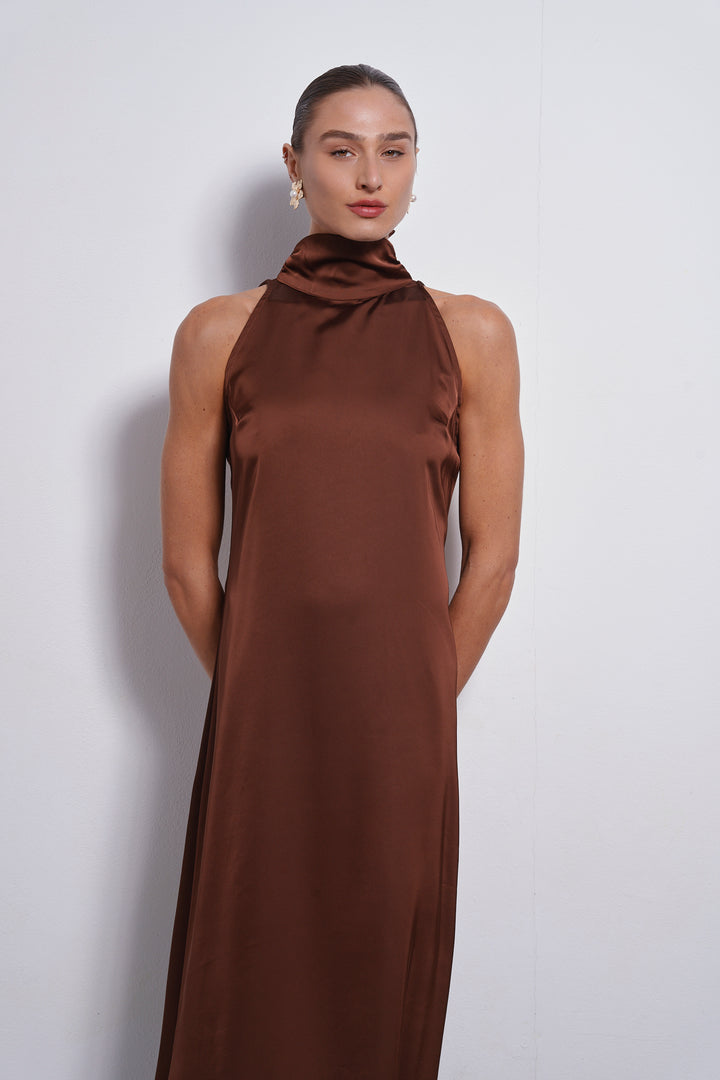 Vanessa collar dress | Chocolate Brown