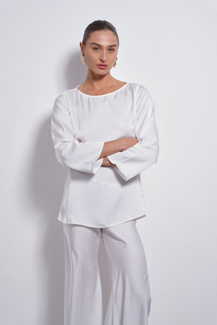Mila Satin top | White
