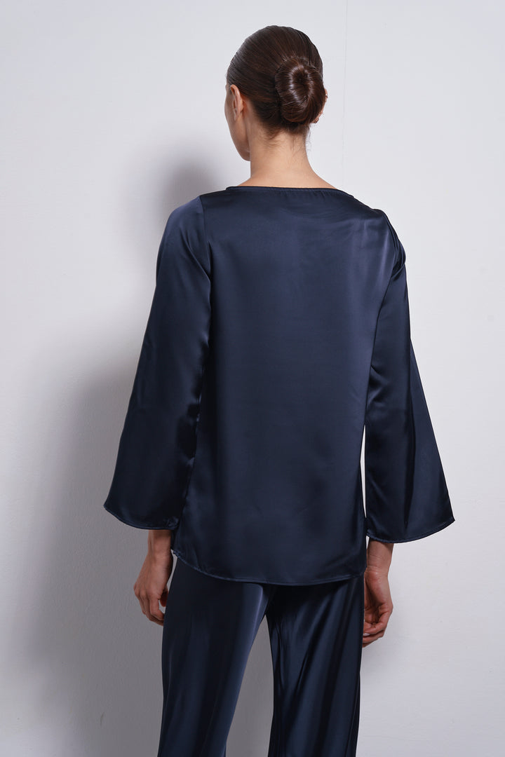 Mila Satin top | Dark Blue