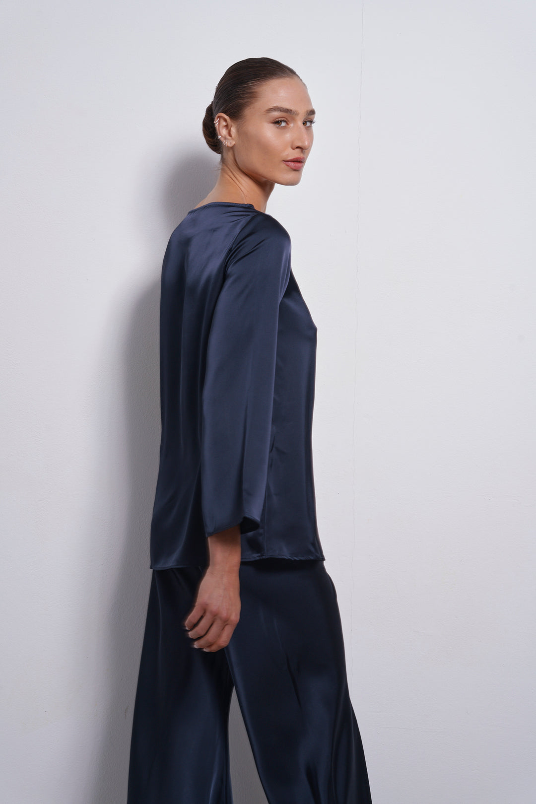Mila Satin top | Dark Blue