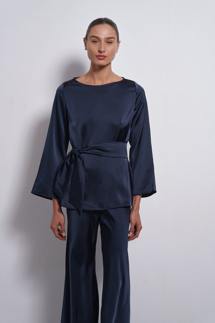 Mila Satin top | Dark Blue