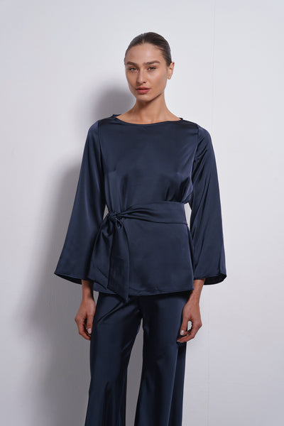 Mila Satin top | Dark Blue