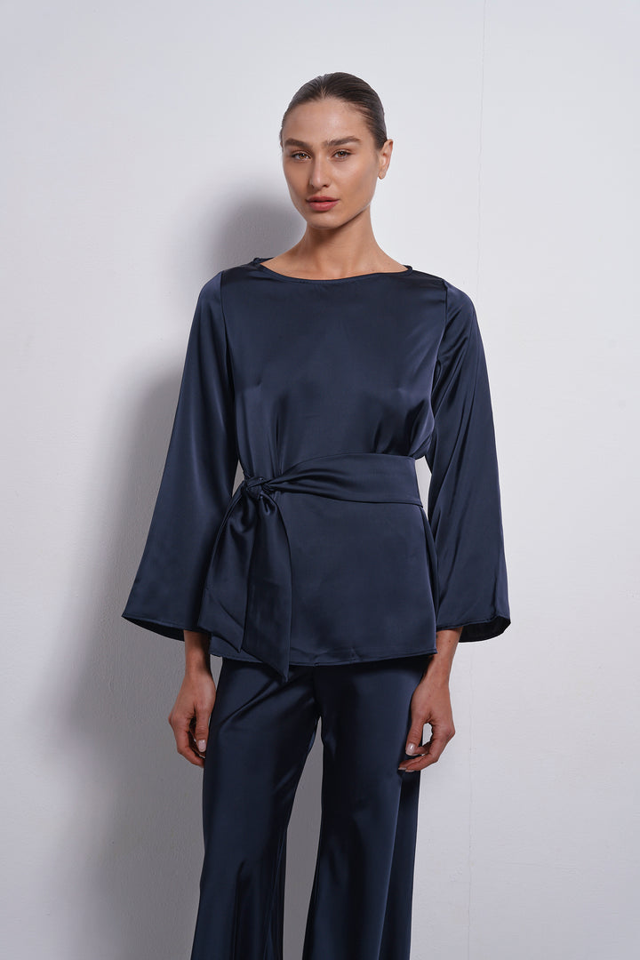 Mila Satin top | Dark Blue
