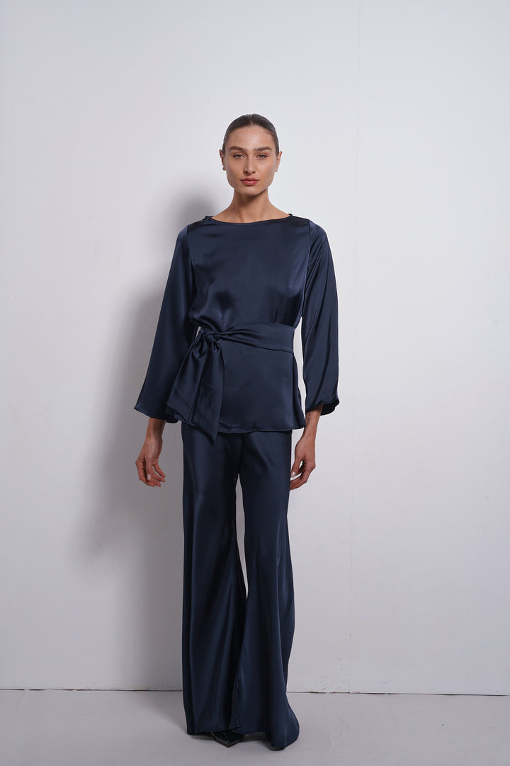Mila Satin top | Dark Blue