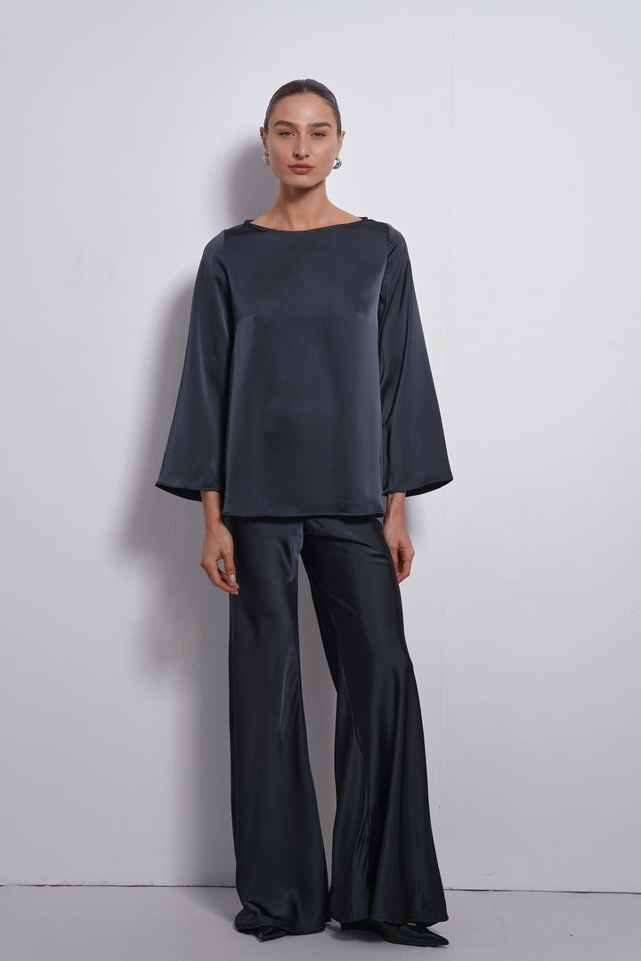Mila Satin top | Dark Grey