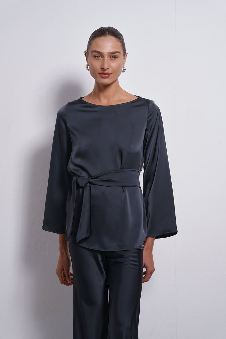 Mila Satin top | Dark Grey