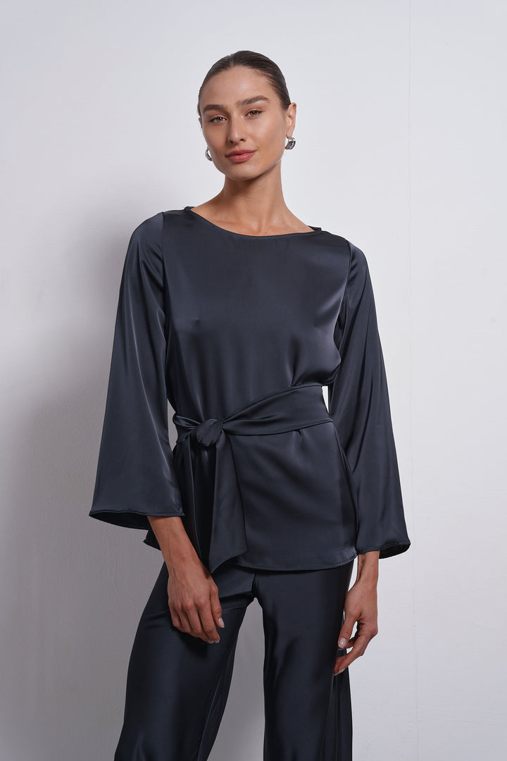 Mila Satin top | Dark Grey