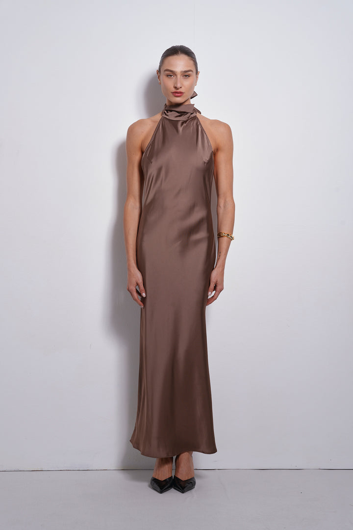 Clara evening dress | Coffee
