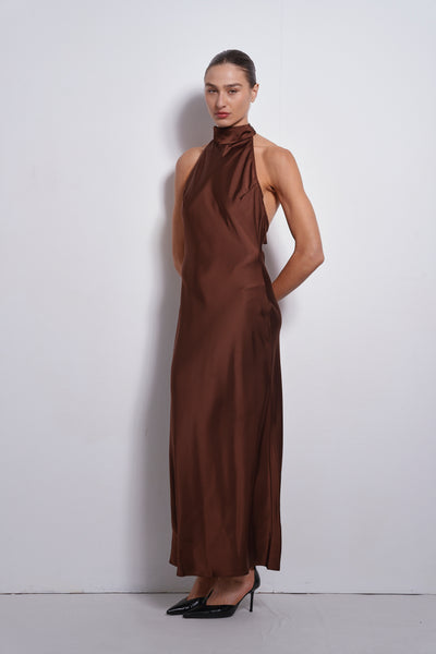 Clara evening dress |  Chocolate Brown