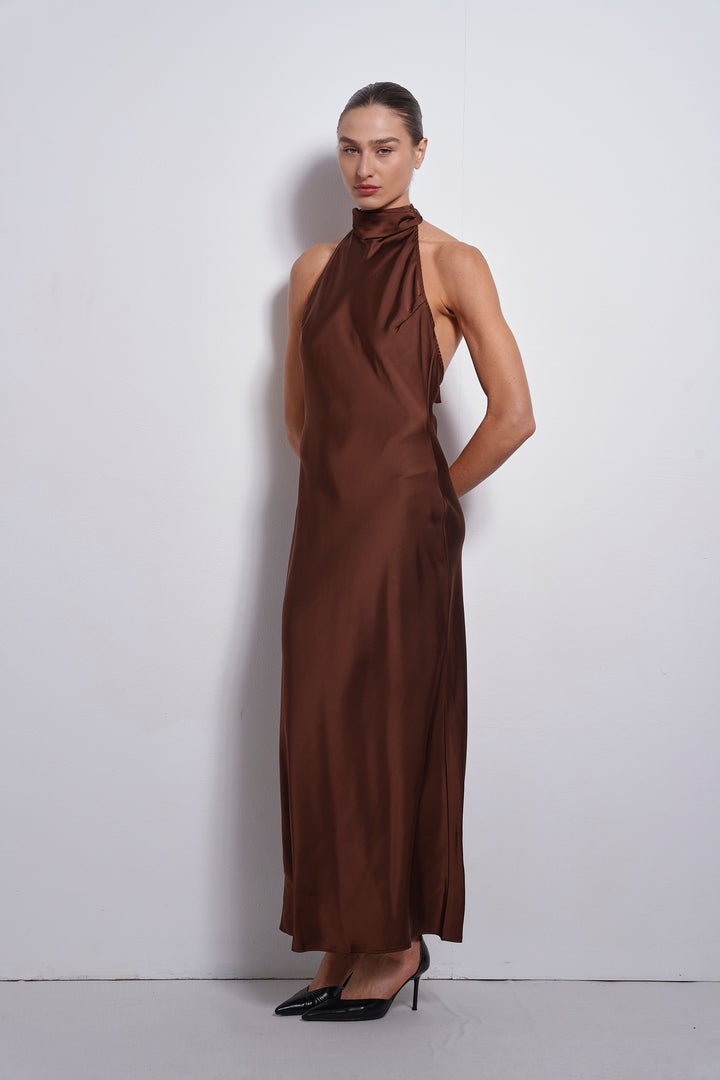 Clara evening dress |  Chocolate Brown