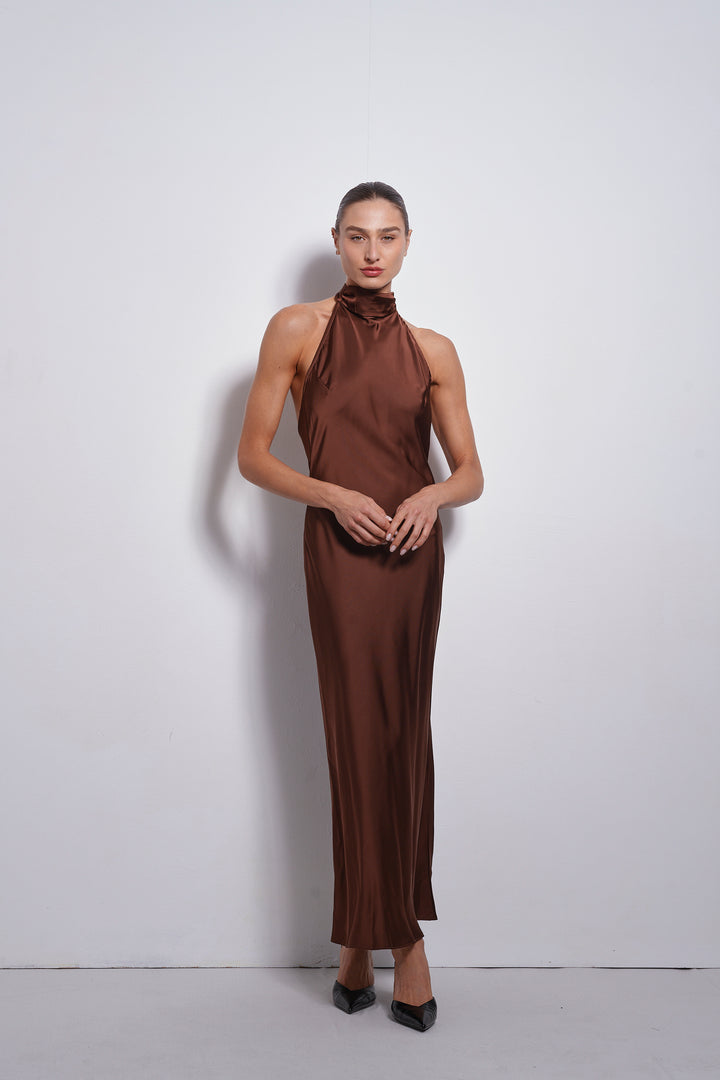 Clara evening dress |  Chocolate Brown