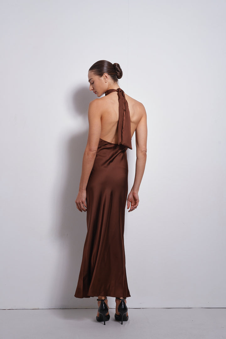 Clara evening dress |  Chocolate Brown