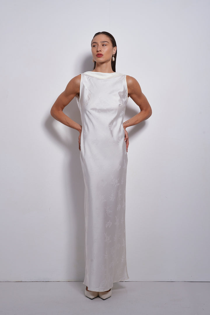 Rosin Jacquard evening dress | White