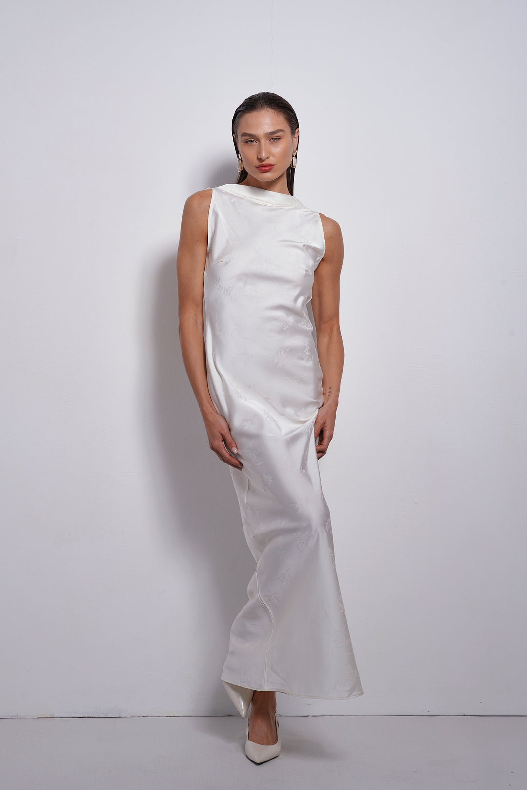 Rosin Jacquard evening dress | White