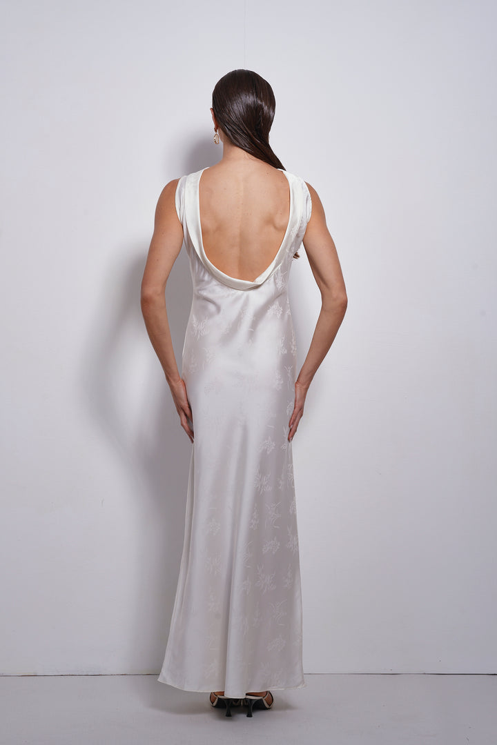 Rosin Jacquard evening dress | White