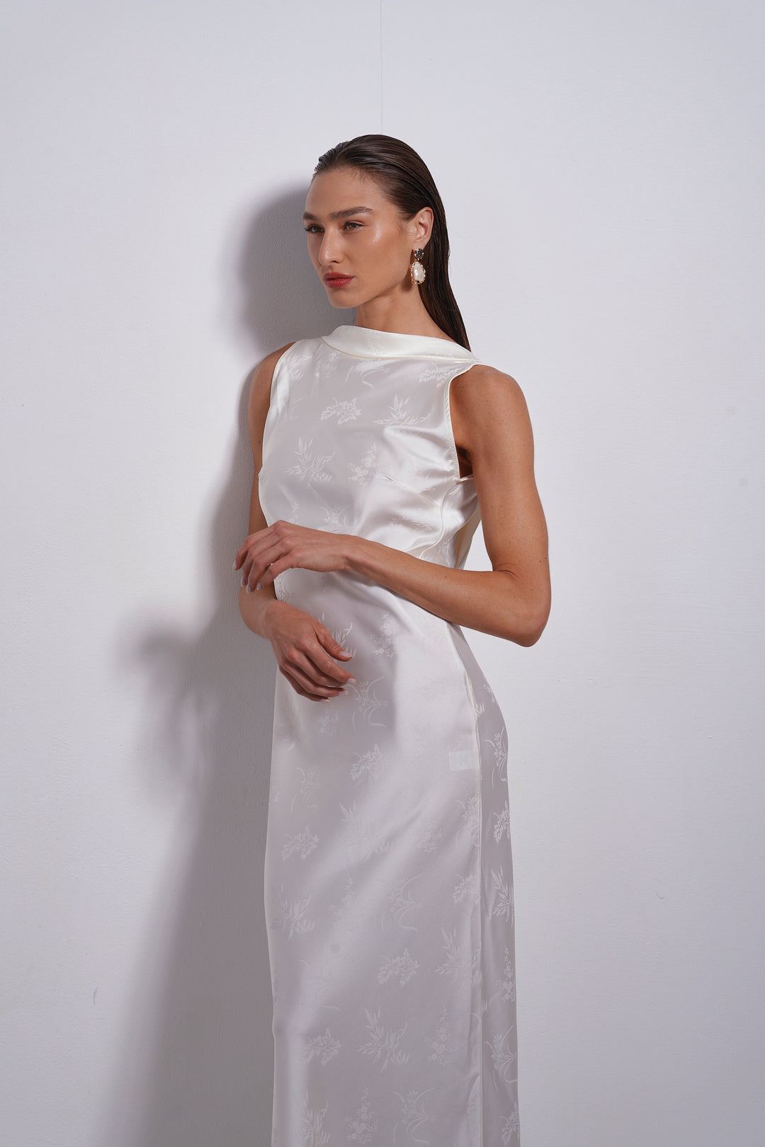 Rosin Jacquard evening dress | White