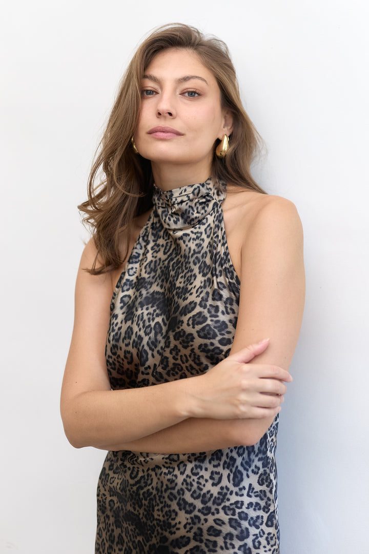 Clara evening dress | Black leopard
