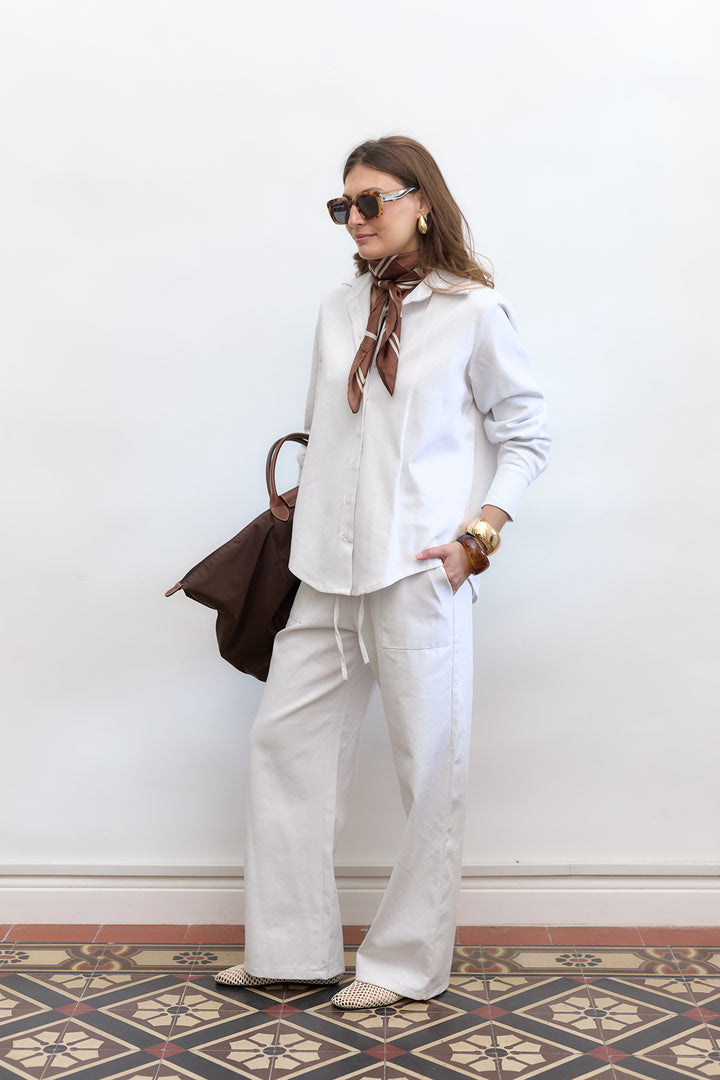 Denim Blouse | White
