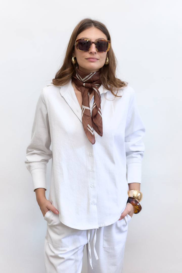 Denim Blouse | White