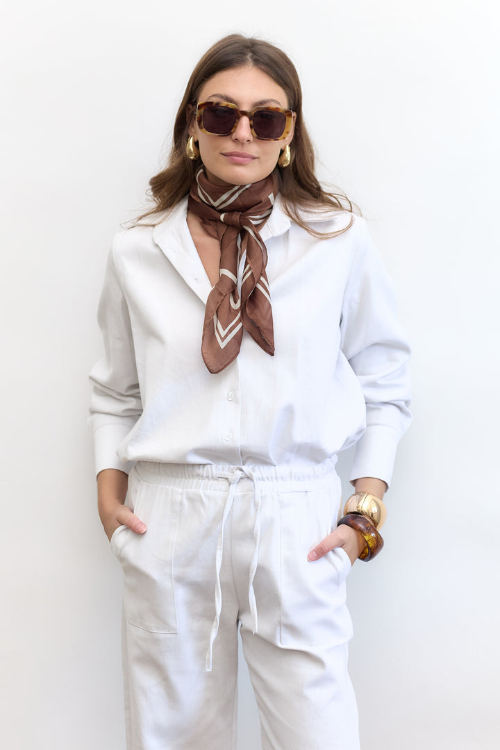 Denim Blouse | White