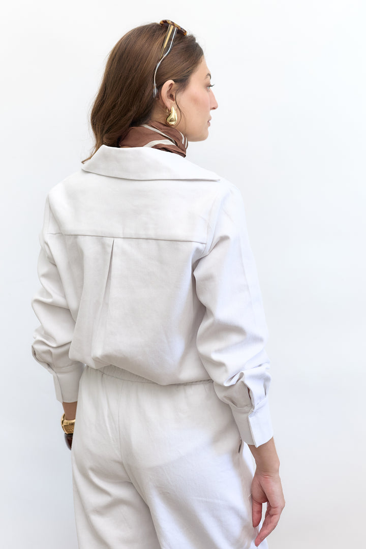 Denim Blouse | White