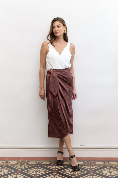 Kamilia wrap skirt | Rust print