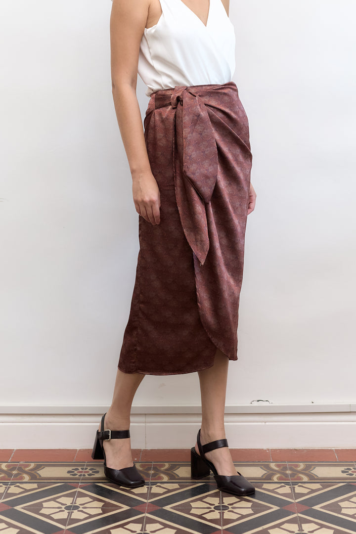 Kamilia wrap skirt | Rust print
