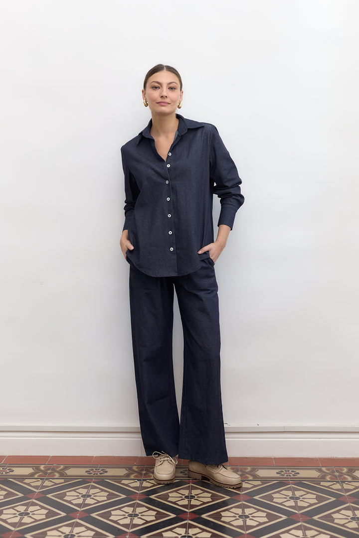 Denim Blouse | Dark Blue