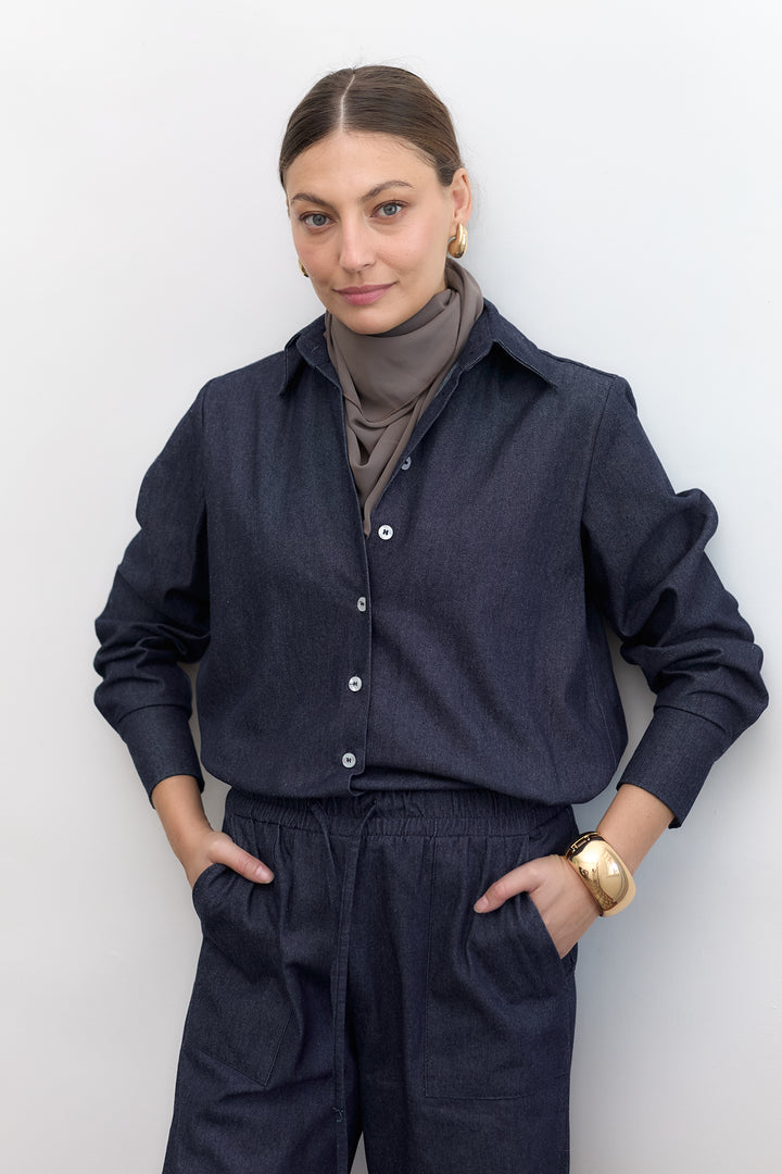 Denim Blouse | Dark Blue