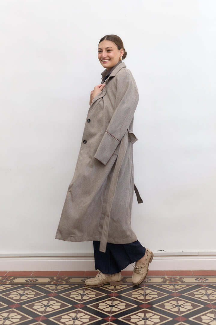 Leon coat | Brown And White Tweed