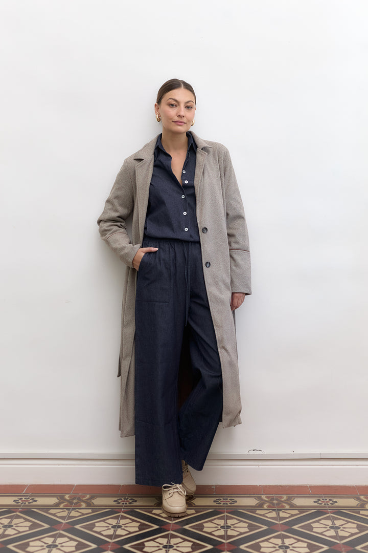 Leon coat | Brown And White Tweed