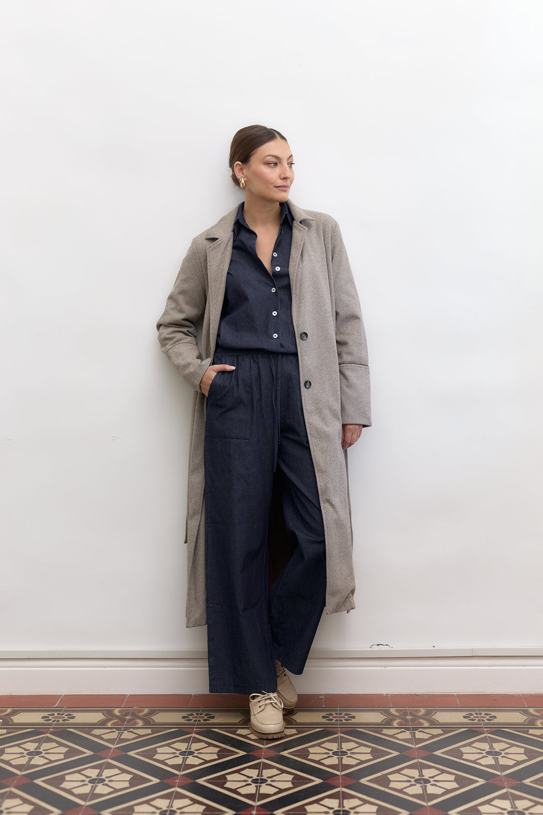 Leon coat | Brown And White Tweed