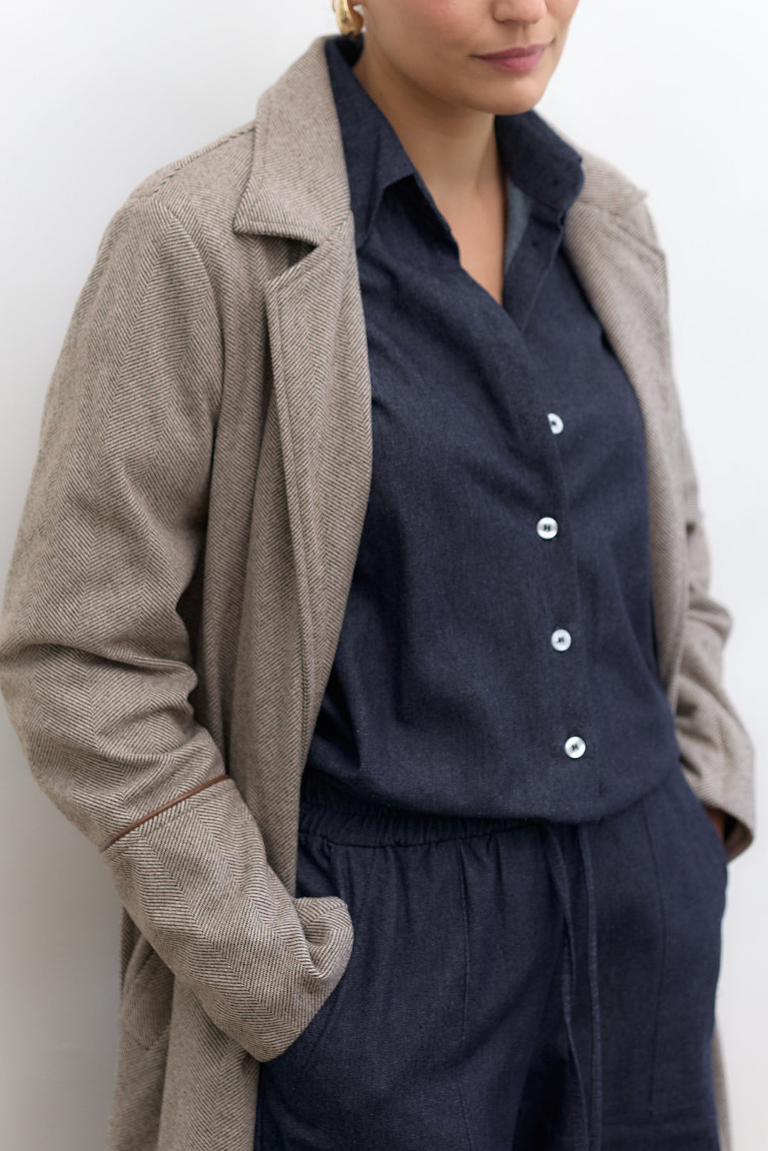 Leon coat | Brown And White Tweed