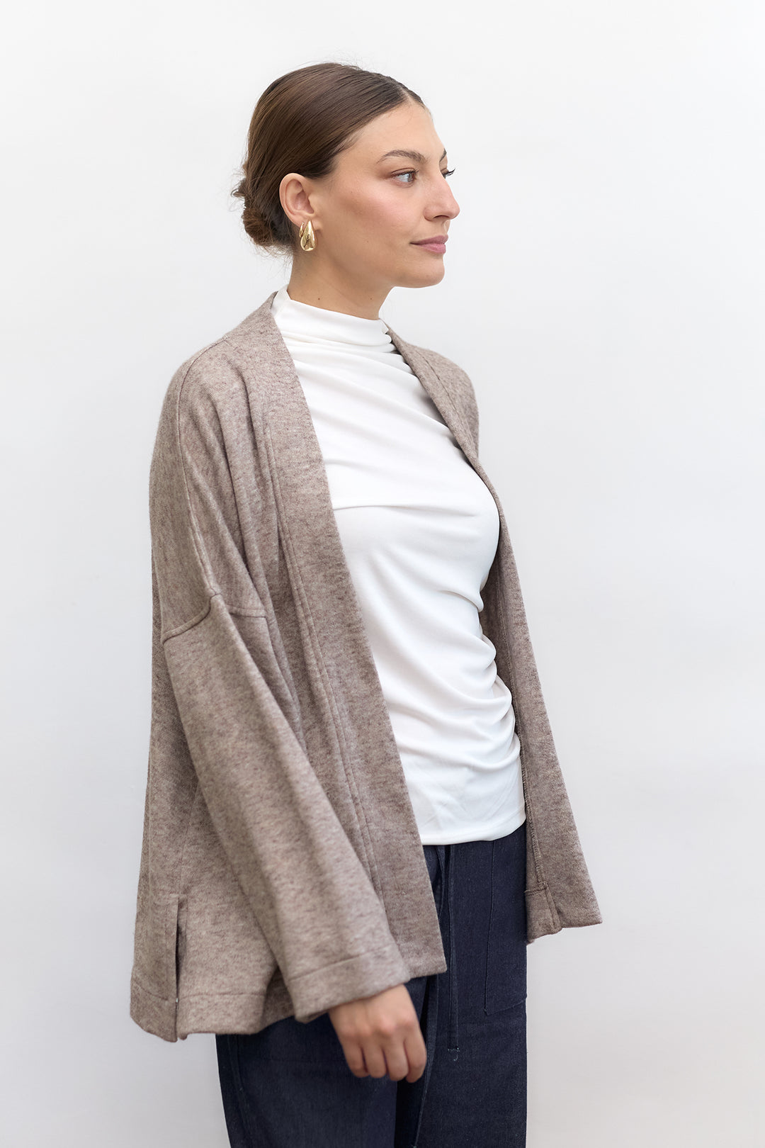 Cleo Wrap Top & Cardigan | Beige